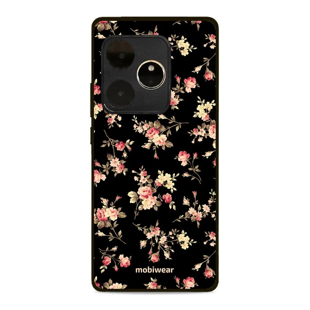 Lesklý kryt Mobiwear Glossy - Realme GT 6 5G - G039G - Květy na černé