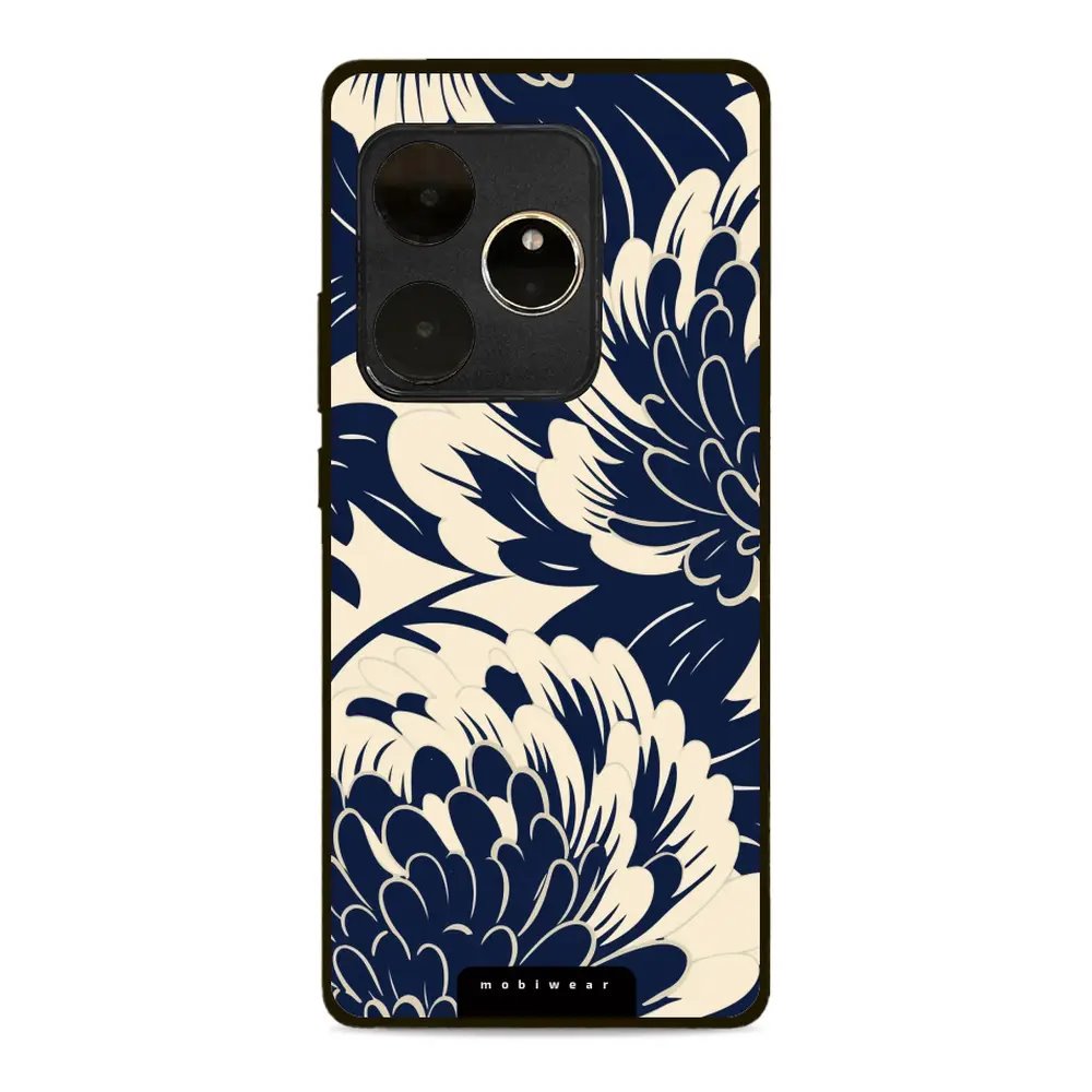 Lesklý kryt Mobiwear Glossy - Realme GT 6 5G - GA40G Modré a béžové květy