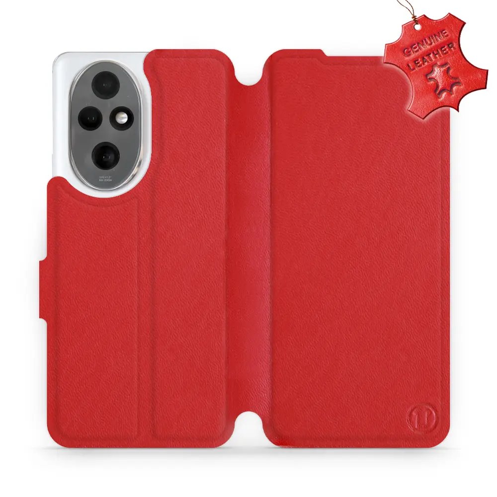 Kožené flip pouzdro Mobiwear - Honor 200 - Červené