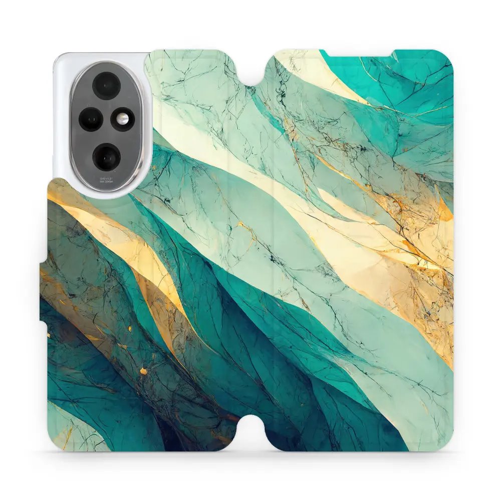 Flipové pouzdro Mobiwear - Honor 200 - VP37S Zlatavý a zelenkavý mramor
