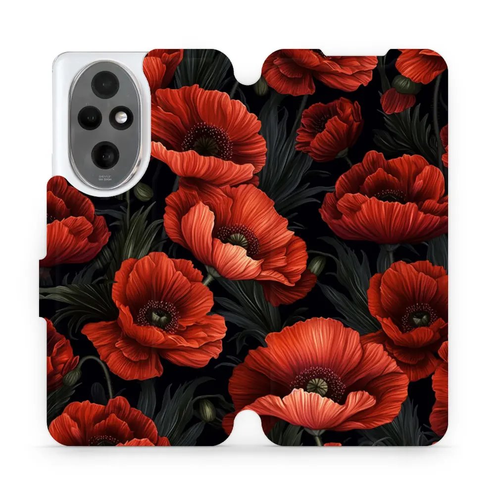 Flipové pouzdro Mobiwear - Honor 200 - VP45S Temné červené květy