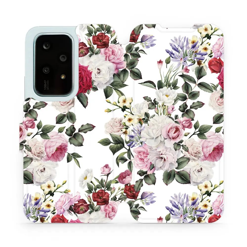 Flipové pouzdro Mobiwear - Honor 200 Lite - MD01S Růže na bílé