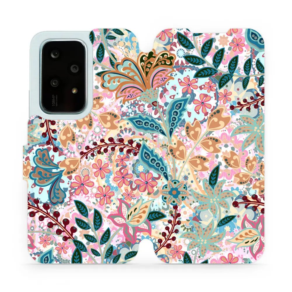 Flipové pouzdro Mobiwear - Honor 200 Lite - MX04S Spletité kvítky a listy