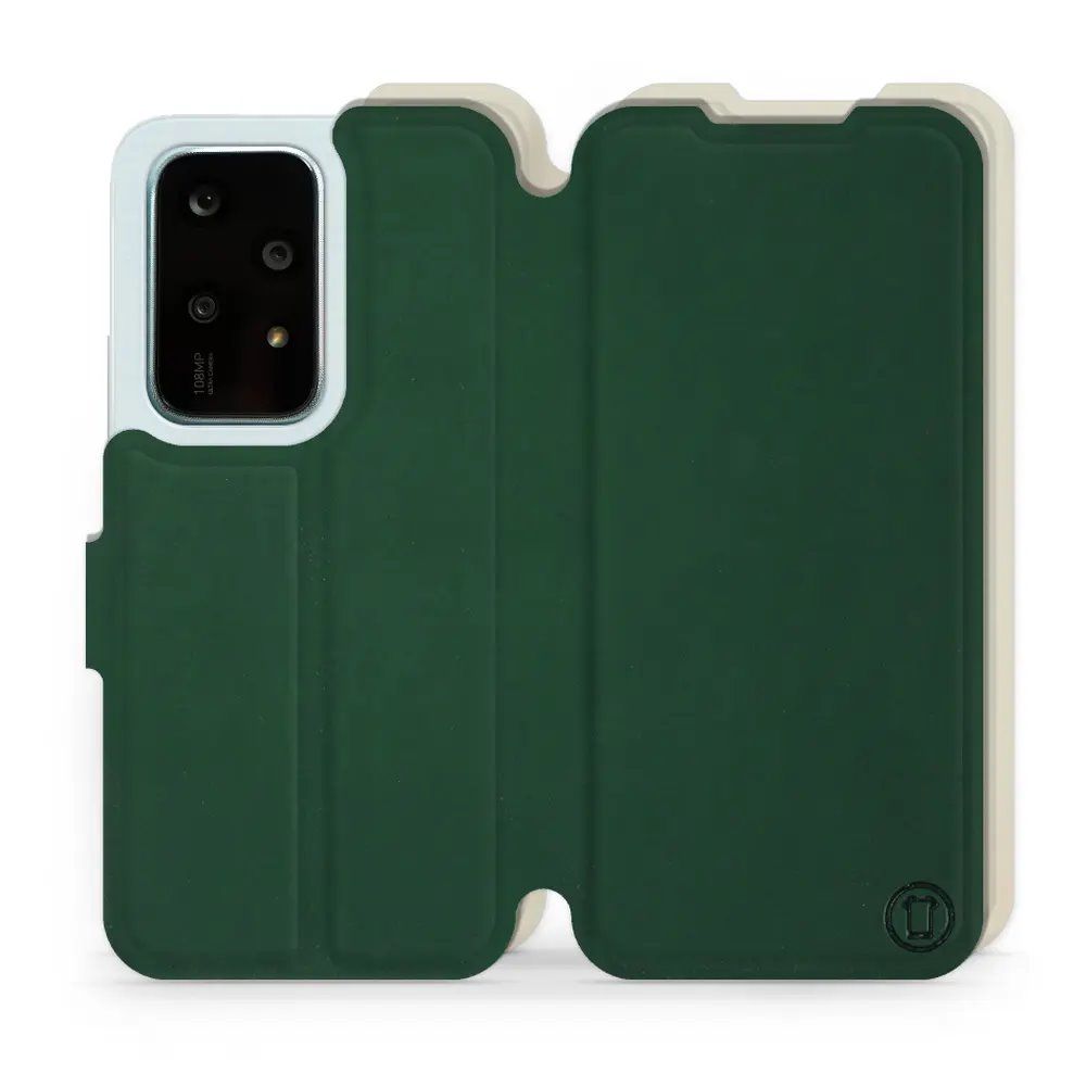 Flipové pouzdro Mobiwear Semiš - Honor 200 Lite - Zelené & Béžové