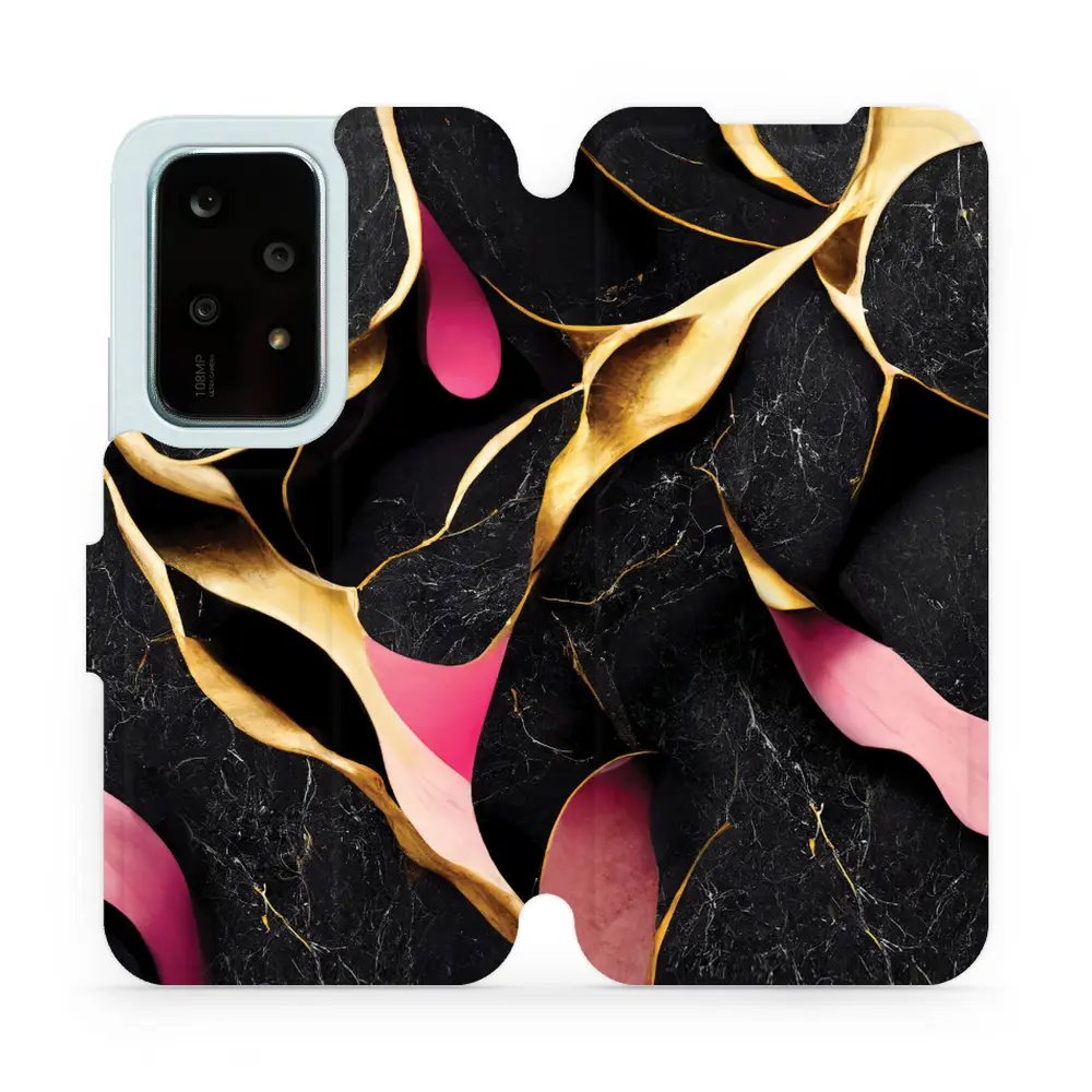 Flipové pouzdro Mobiwear - Honor 200 Lite - VP35S Černý a zlatavý mramor