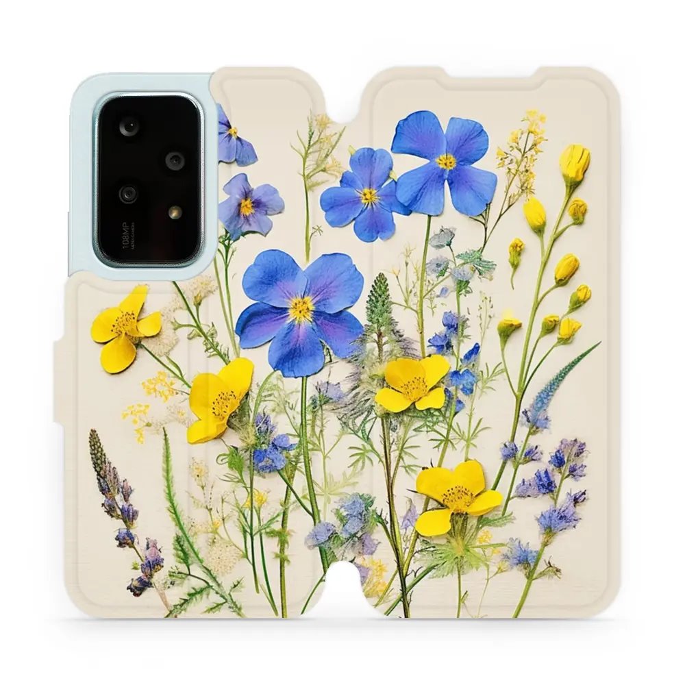 Flipové pouzdro Mobiwear - Honor 200 Lite - VP41S Modré a žluté kvítky