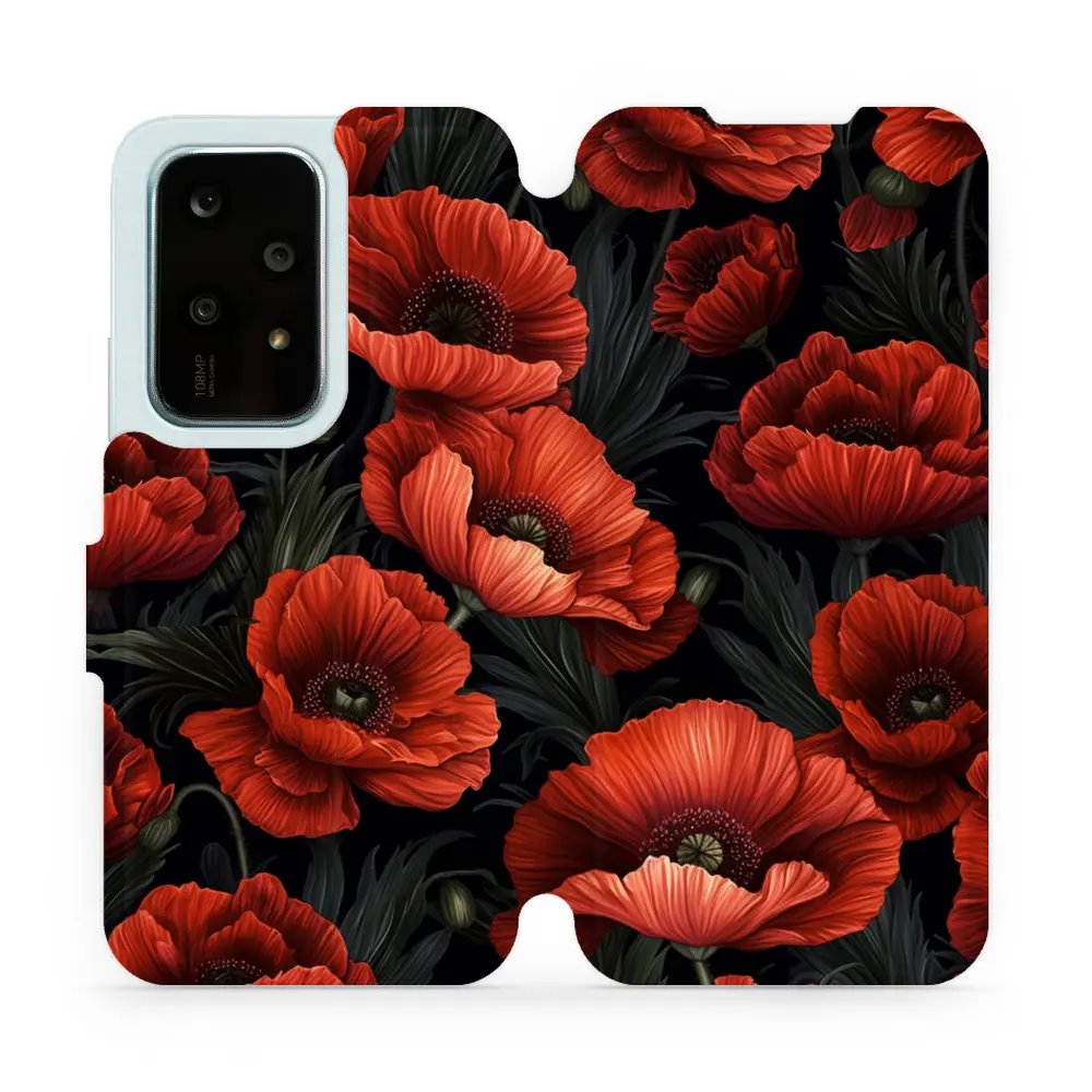 Flipové pouzdro Mobiwear - Honor 200 Lite - VP45S Temné červené květy