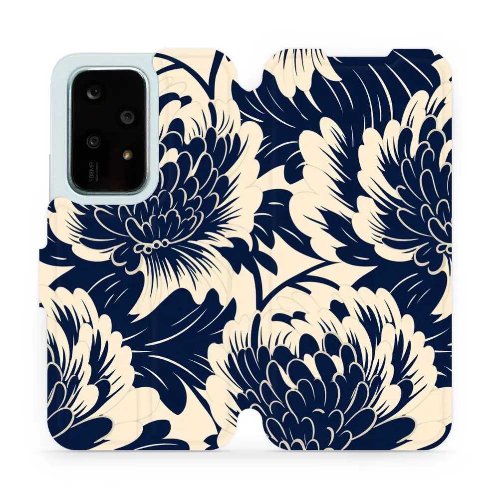 Flipové pouzdro Mobiwear - Honor 200 Lite - VA40S Modré a béžové květy
