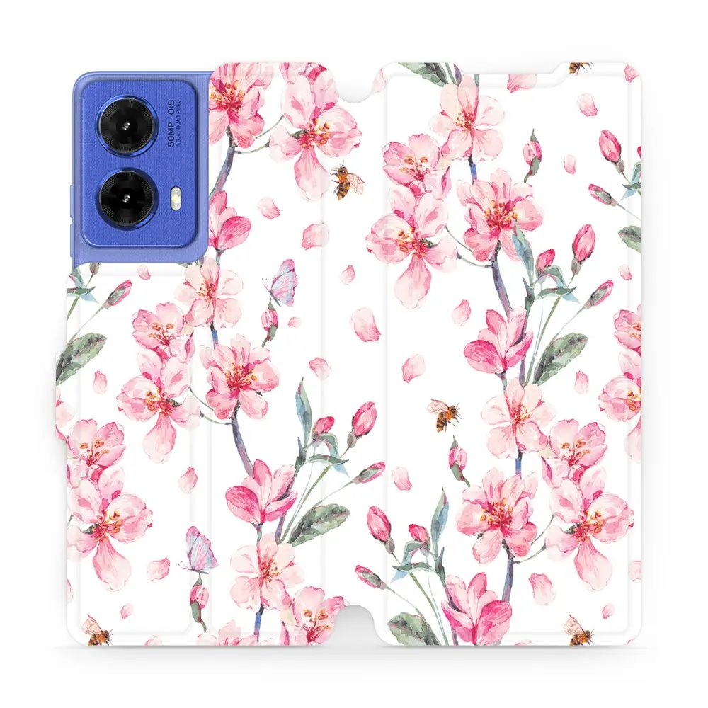 Flipové pouzdro Mobiwear - Motorola Moto G85 5G - M124S Růžové květy