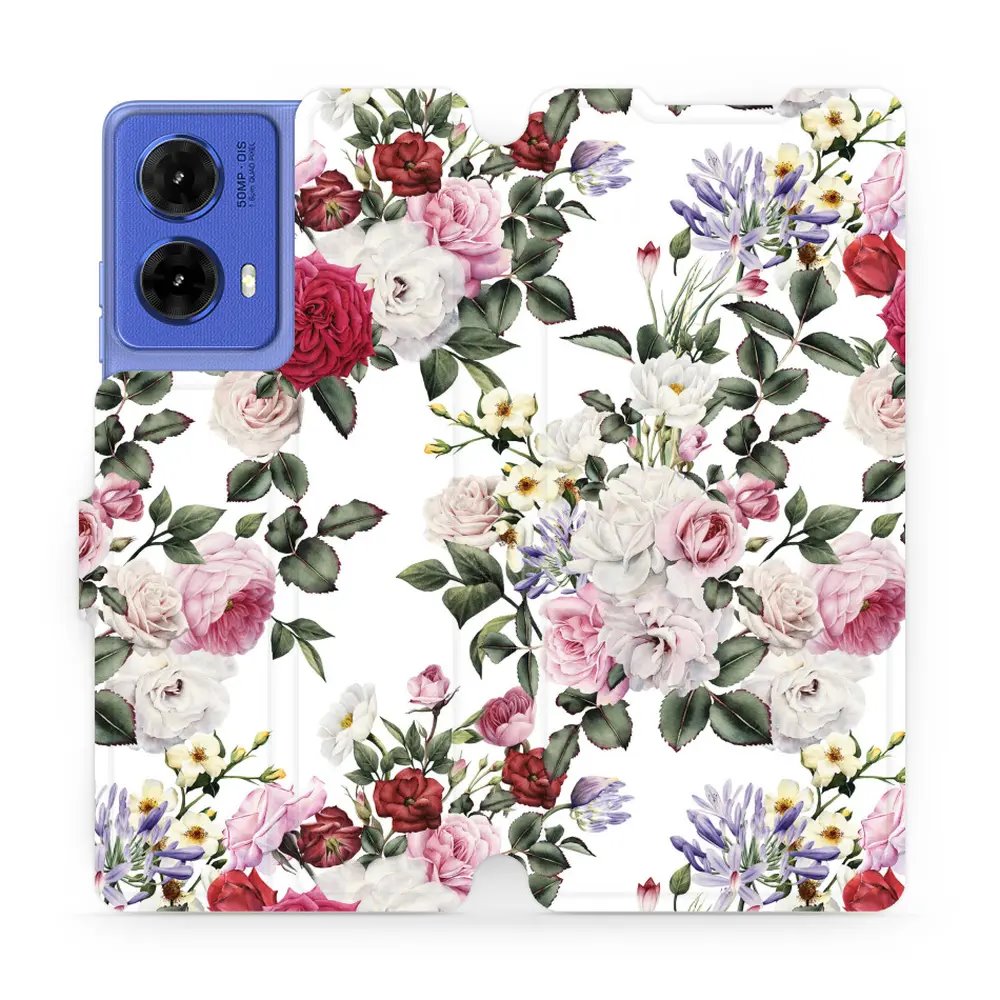 Flipové pouzdro Mobiwear - Motorola Moto G85 5G - MD01S Růže na bílé