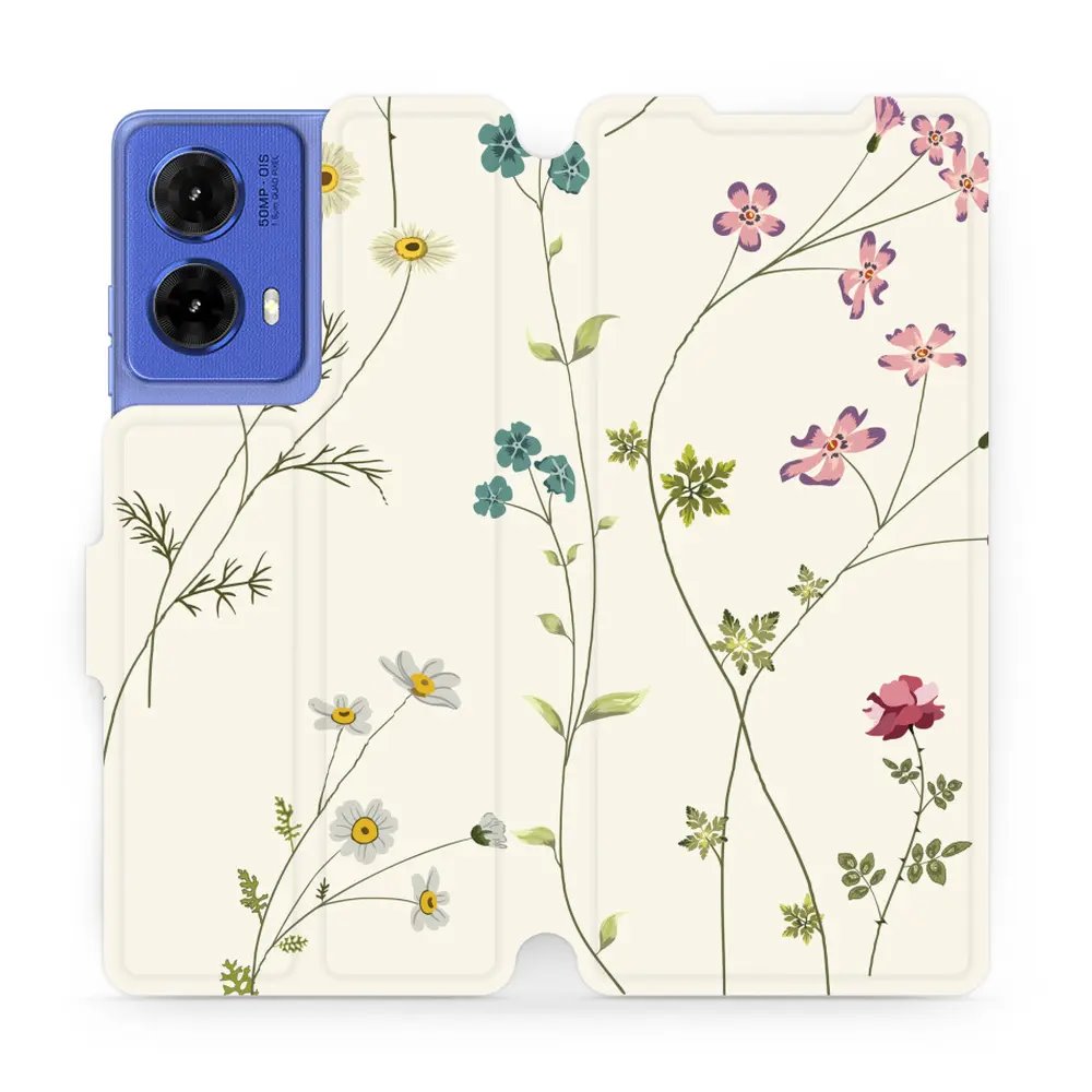Flipové pouzdro Mobiwear - Motorola Moto G85 5G - MD03S Tenké rostlinky s květy