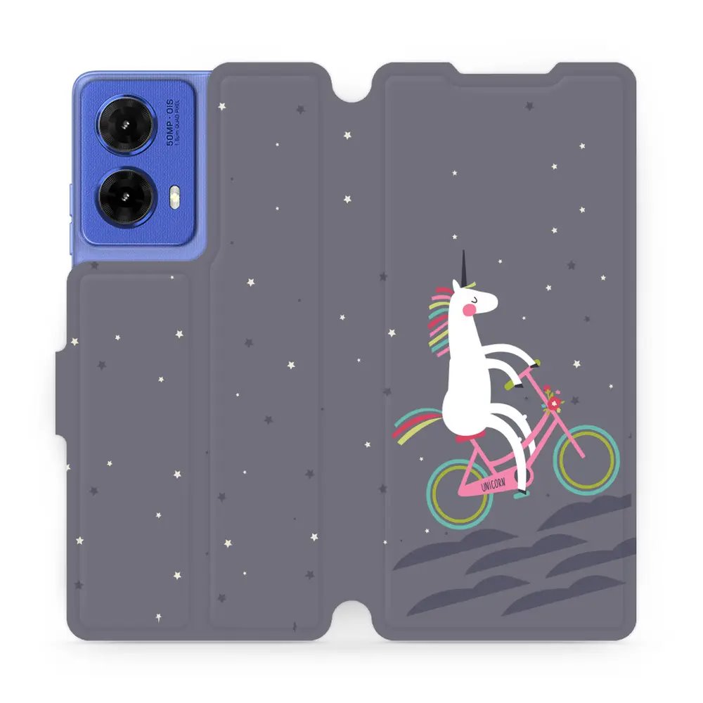 Flipové pouzdro Mobiwear - Motorola Moto G85 5G - V024P Jednorožec na kole