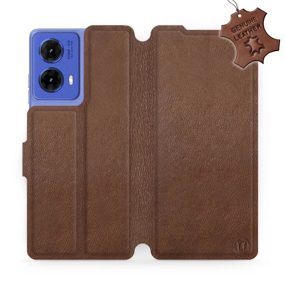 Kožené flip pouzdro Mobiwear - Motorola Moto G85 5G - Hnědé