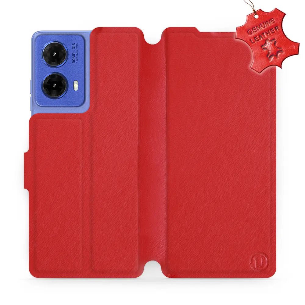 Kožené flip pouzdro Mobiwear - Motorola Moto G85 5G - Červené