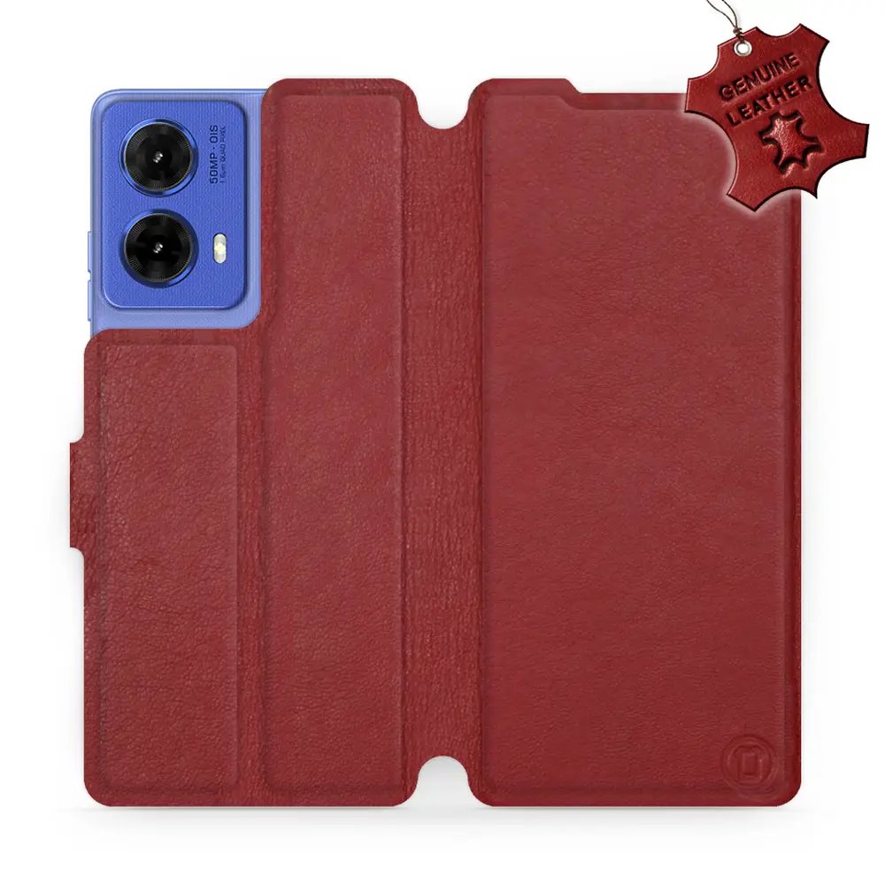 Kožené flip pouzdro Mobiwear - Motorola Moto G85 5G - Tmavě červené