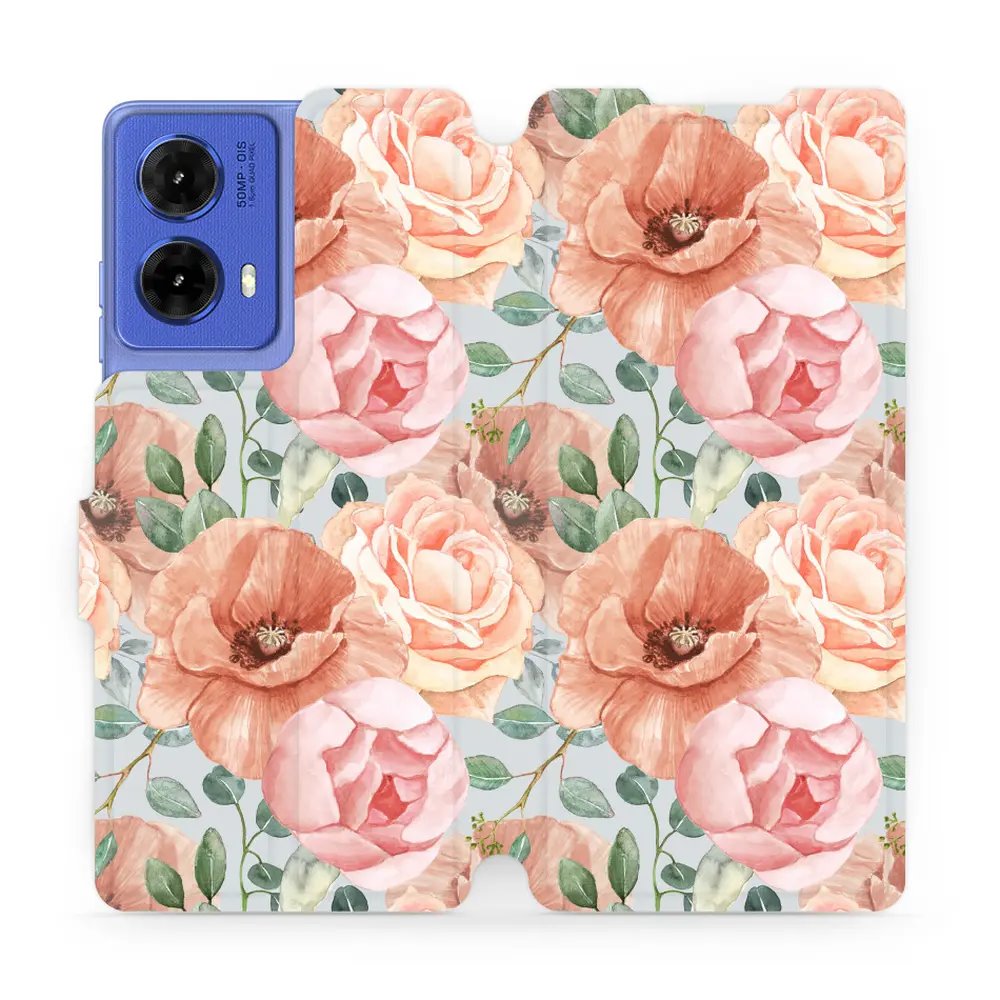 Flipové pouzdro Mobiwear - Motorola Moto G85 5G - MP02S Pastelové květy