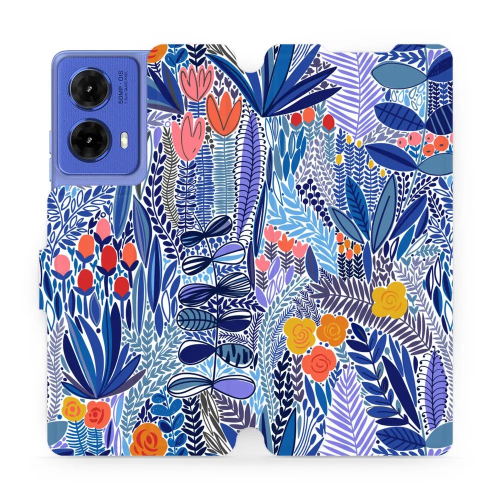 Flipové pouzdro Mobiwear - Motorola Moto G85 5G - MP03P Modrá květena