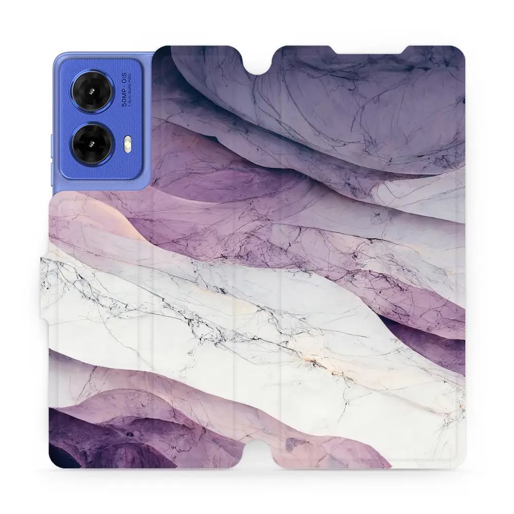 Flipové pouzdro Mobiwear - Motorola Moto G85 5G - VP31S Bílý a fialový mramor