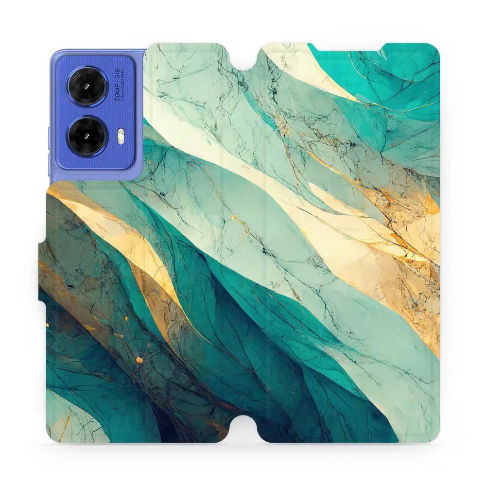 Flipové pouzdro Mobiwear - Motorola Moto G85 5G - VP37S Zlatavý a zelenkavý mramor