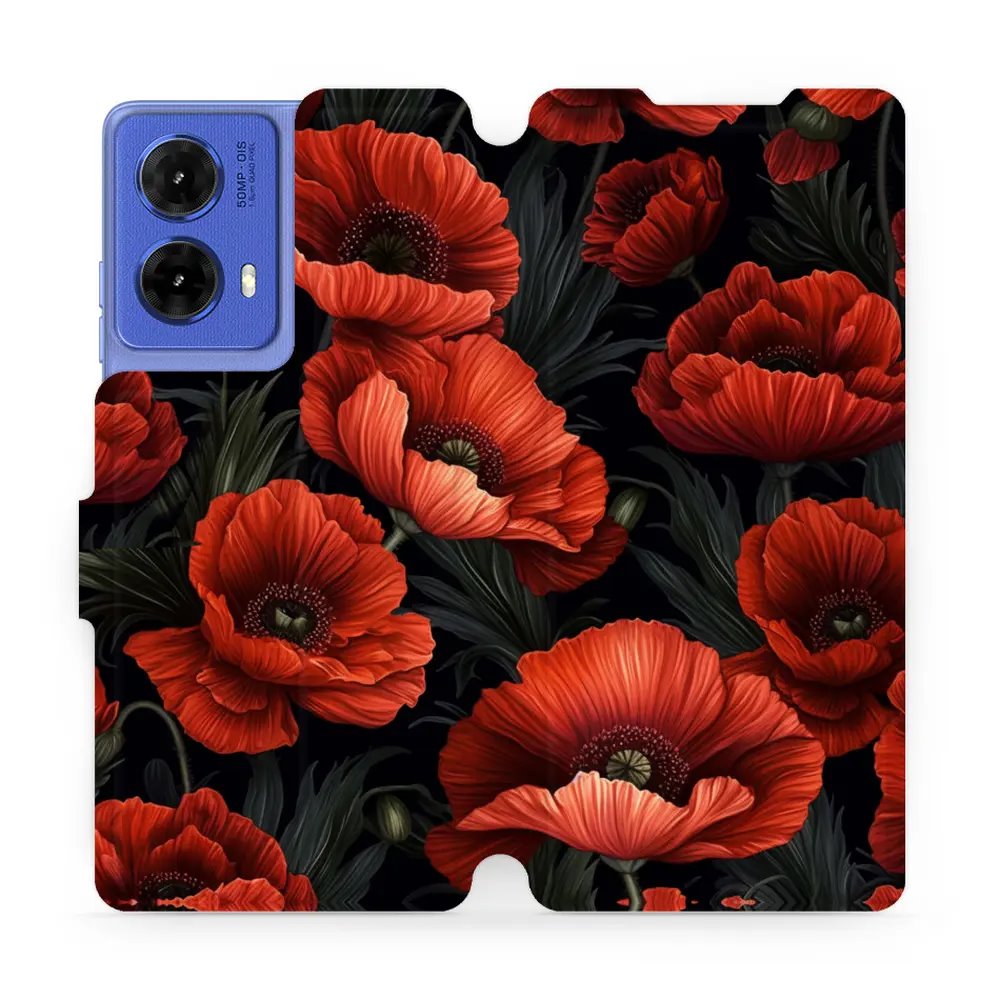 Flipové pouzdro Mobiwear - Motorola Moto G85 5G - VP45S Temné červené květy