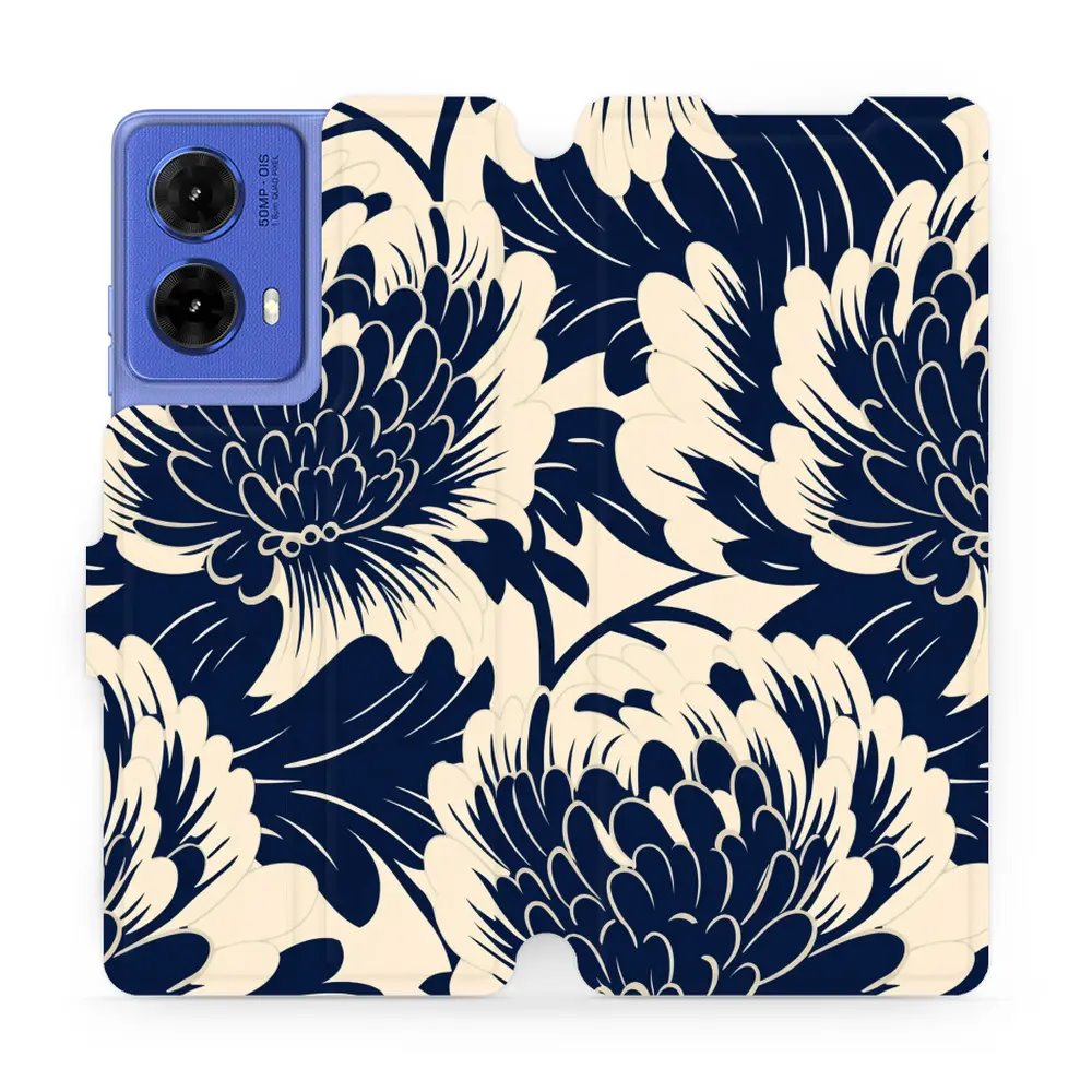 Flipové pouzdro Mobiwear - Motorola Moto G85 5G - VA40S Modré a béžové květy