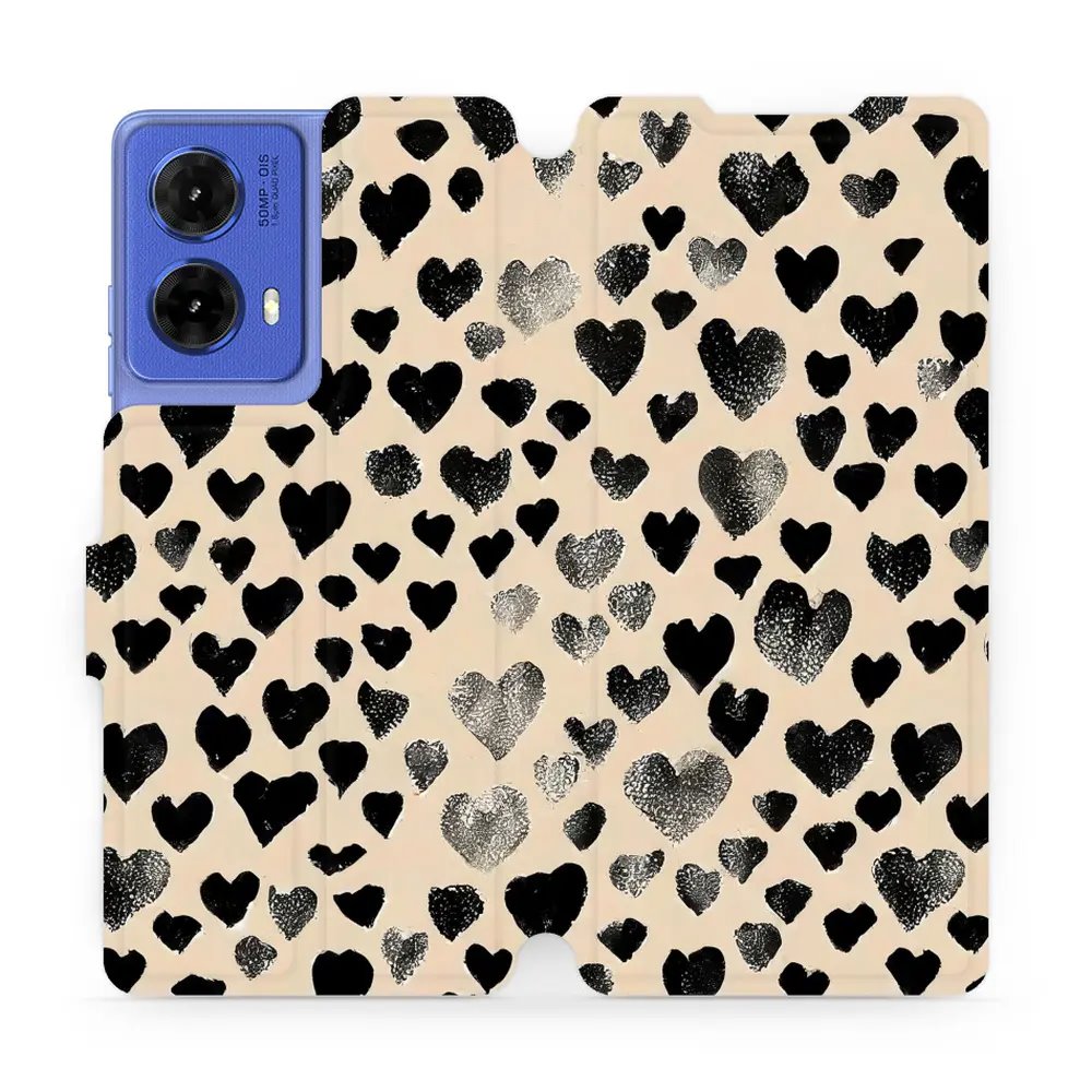 Flipové pouzdro Mobiwear - Motorola Moto G85 5G - VA51S Černá srdíčka
