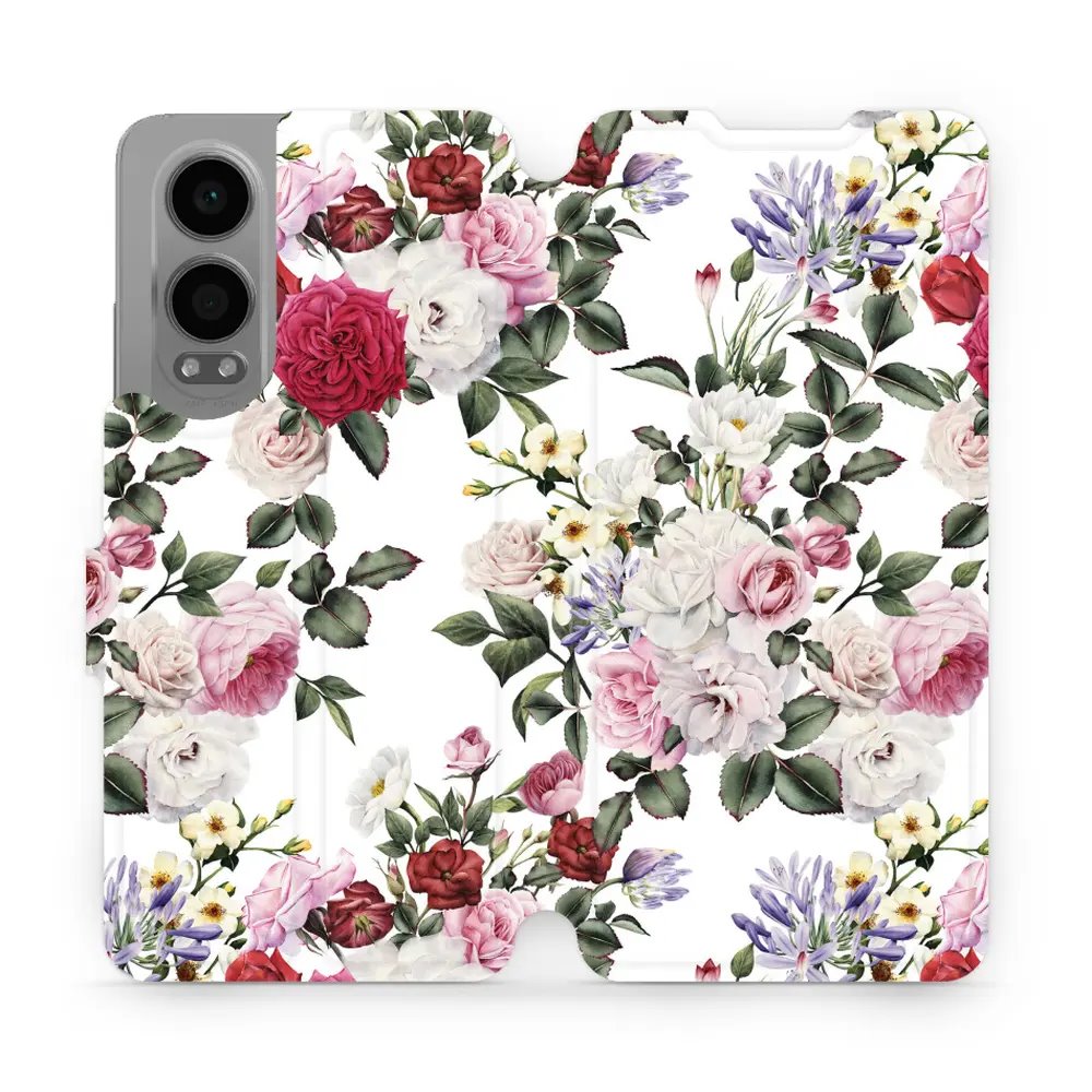 Flipové pouzdro Mobiwear - OnePlus Nord CE 4 Lite 5G - MD01S Růže na bílé