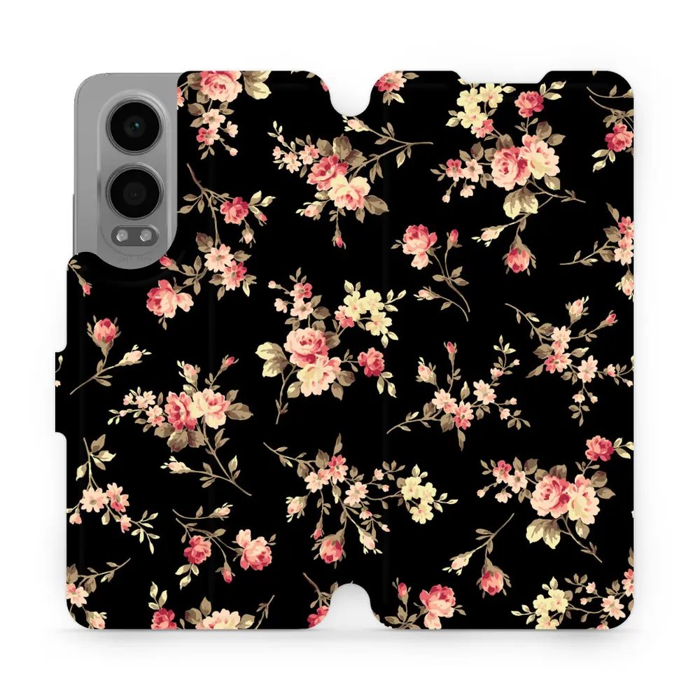 Flipové pouzdro Mobiwear - OnePlus Nord CE 4 Lite 5G - VD02S Květy na černé