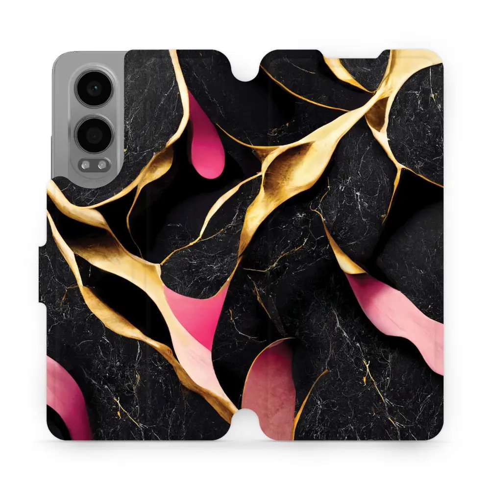 Flipové pouzdro Mobiwear - OnePlus Nord CE 4 Lite 5G - VP35S Černý a zlatavý mramor