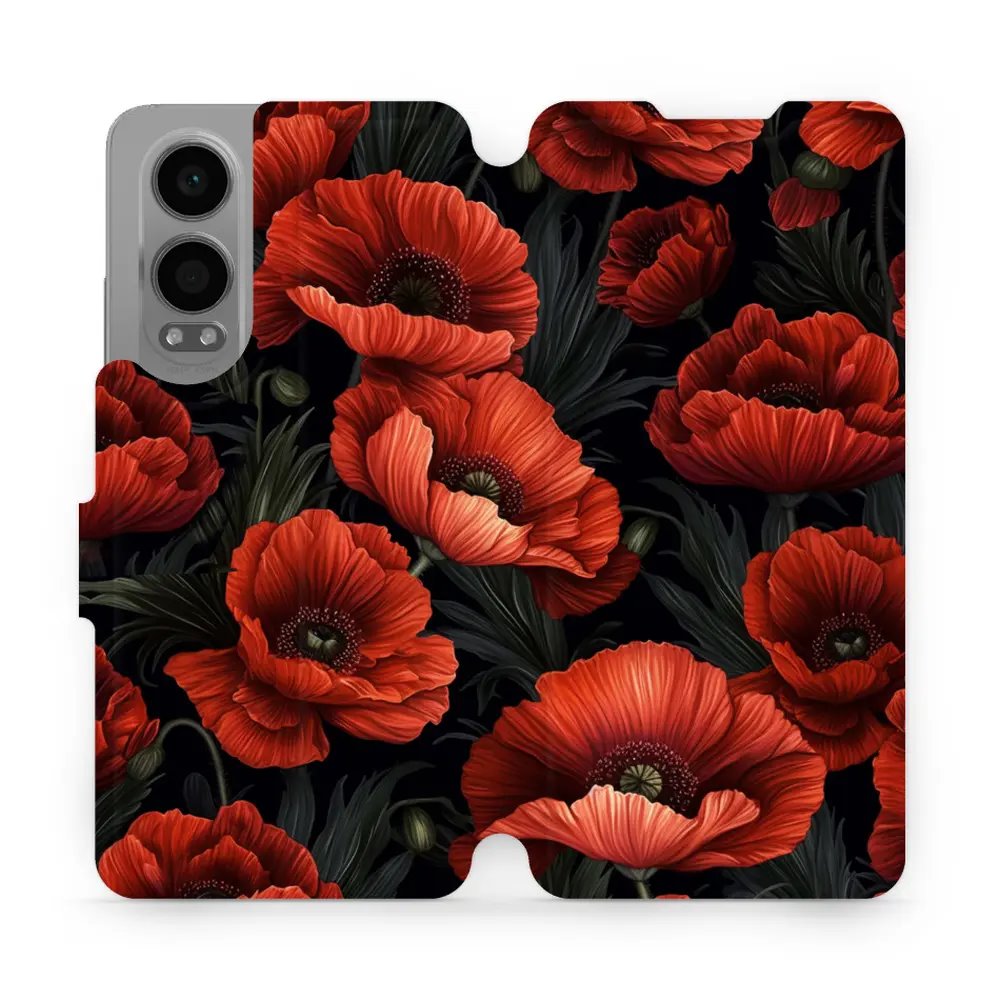 Flipové pouzdro Mobiwear - OnePlus Nord CE 4 Lite 5G - VP45S Temné červené květy