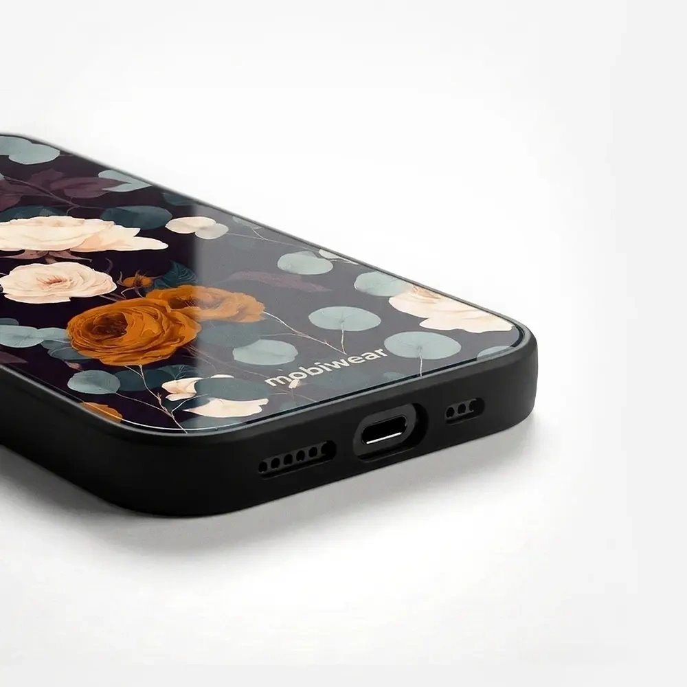 Lesklý kryt na mobil Apple iPhone 14 - Mobiwear Glossy GB25G, rezavé růže v noci