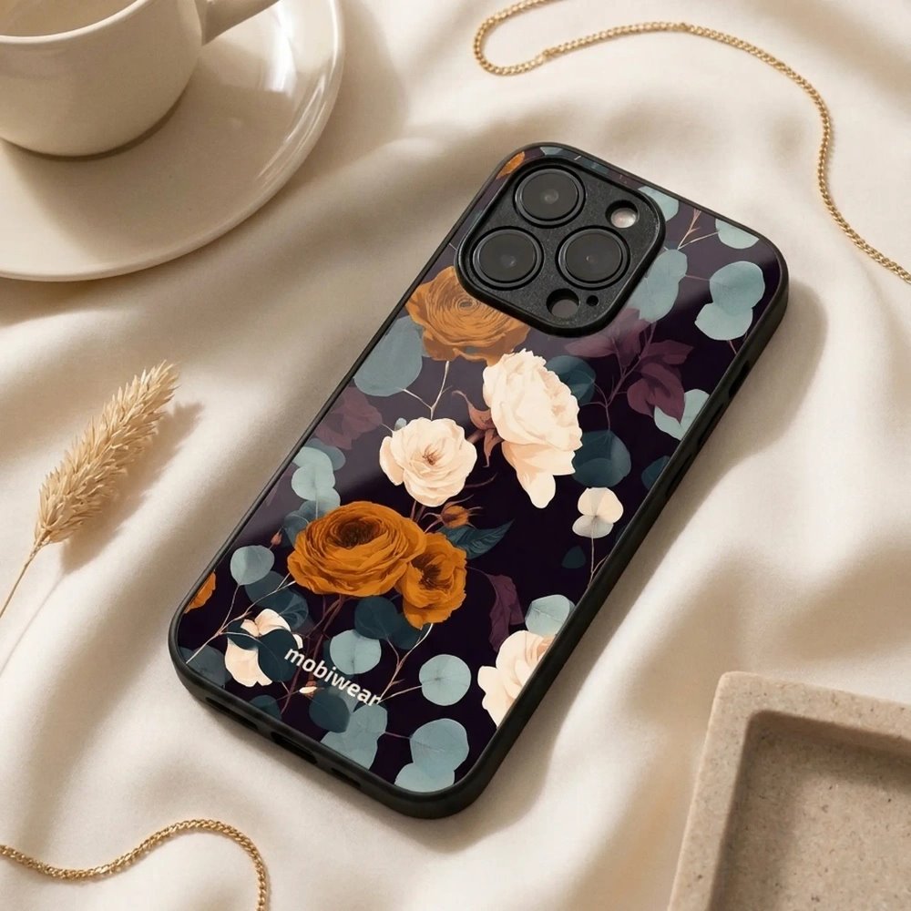 Lesklý kryt na mobil Apple iPhone 14 - Mobiwear Glossy GB25G, rezavé růže v noci