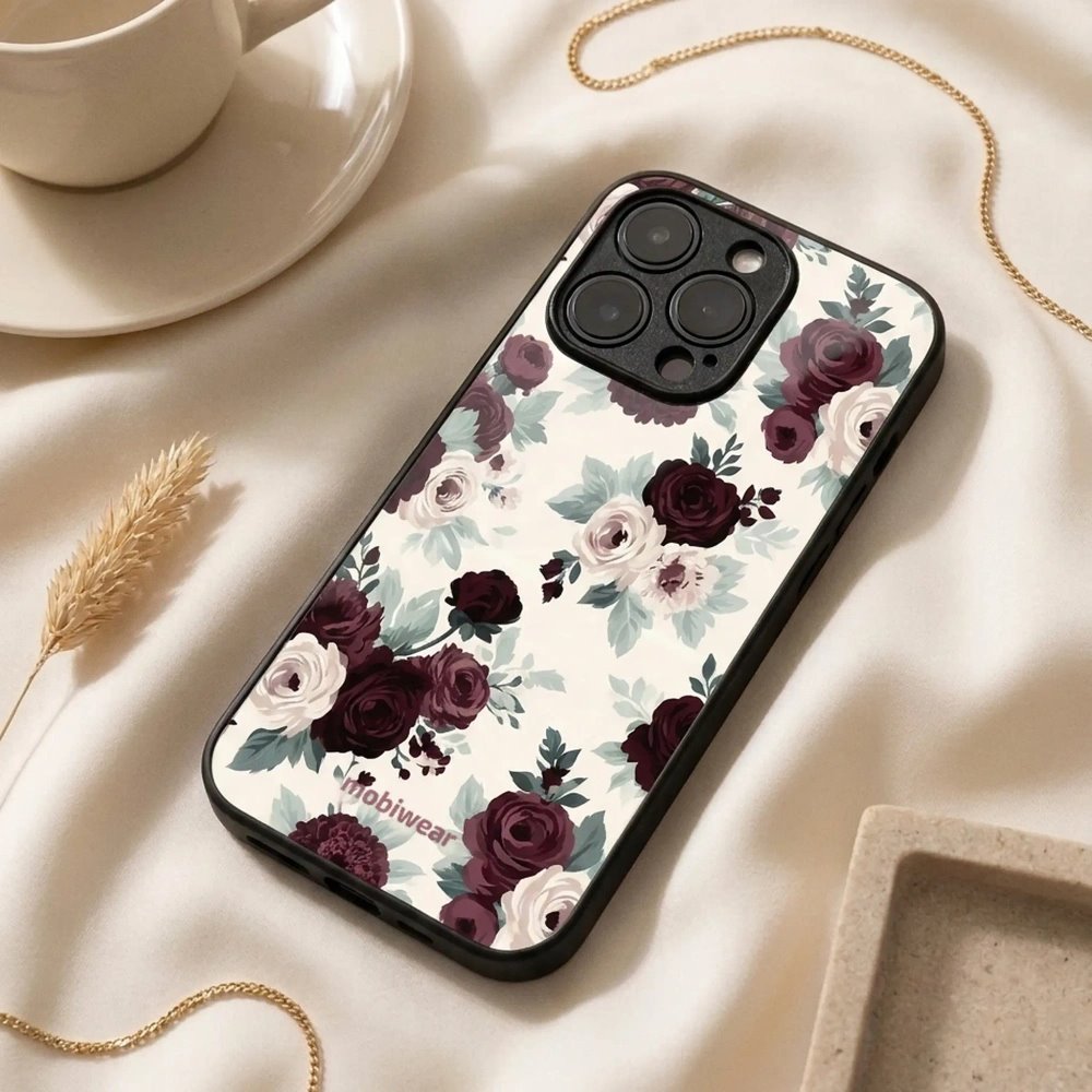 Lesklý kryt na mobil Apple iPhone 14 - Mobiwear Glossy GB31G, růže se šalvějí na krémové