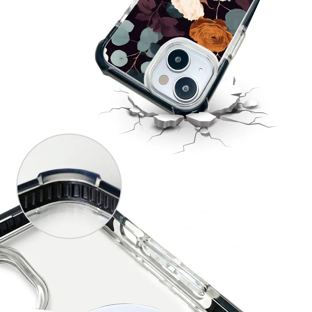 Odolný obal Mobiwear MagSafe Elite Bumper - Apple iPhone 13 - DB25D Rezavé růže v noci