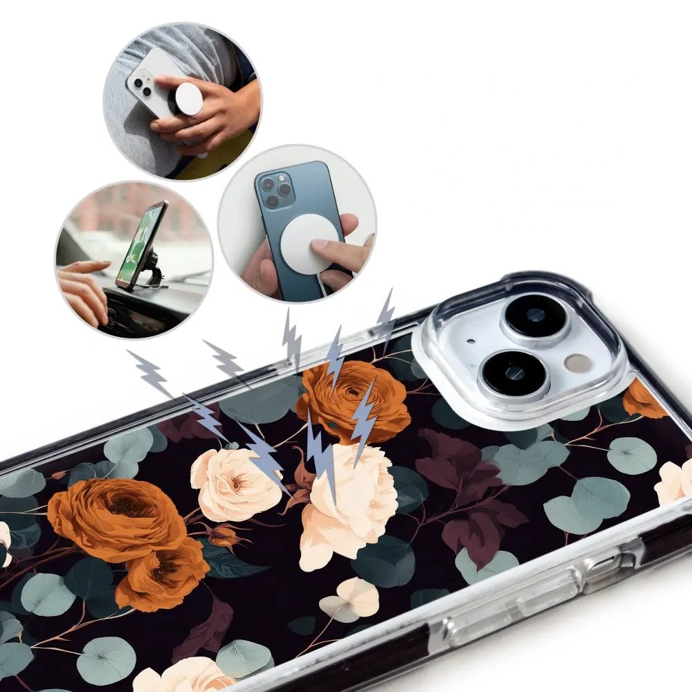 Odolný obal Mobiwear MagSafe Elite Bumper - Apple iPhone 13 - DB25D Rezavé růže v noci