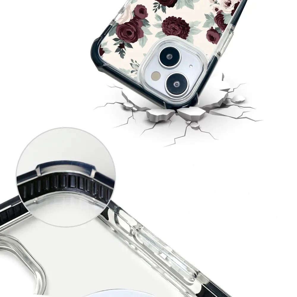 Odolný obal Mobiwear MagSafe Elite Bumper - Apple iPhone 13 - DB31D Růže se šalvějí na krémové
