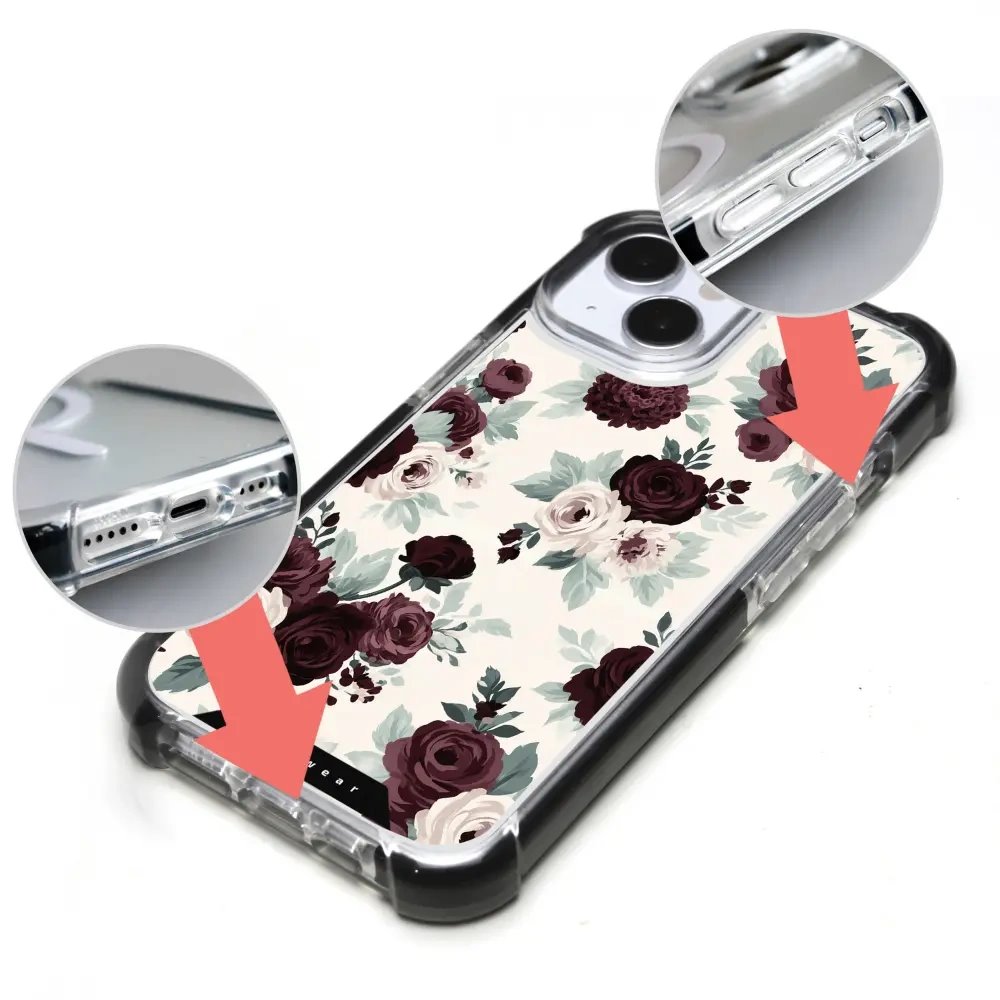 Odolný obal Mobiwear MagSafe Elite Bumper - Apple iPhone 13 - DB31D Růže se šalvějí na krémové