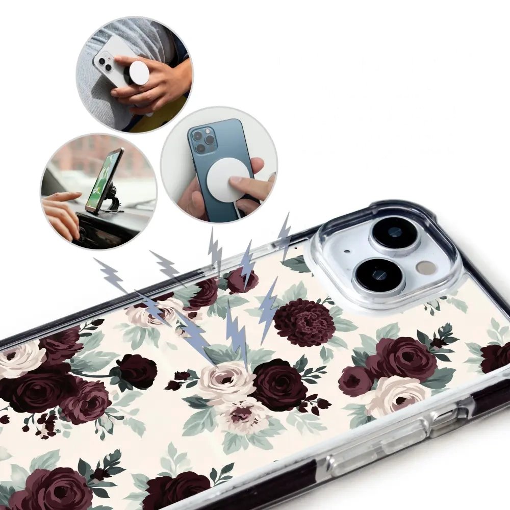 Odolný obal Mobiwear MagSafe Elite Bumper - Apple iPhone 13 - DB31D Růže se šalvějí na krémové