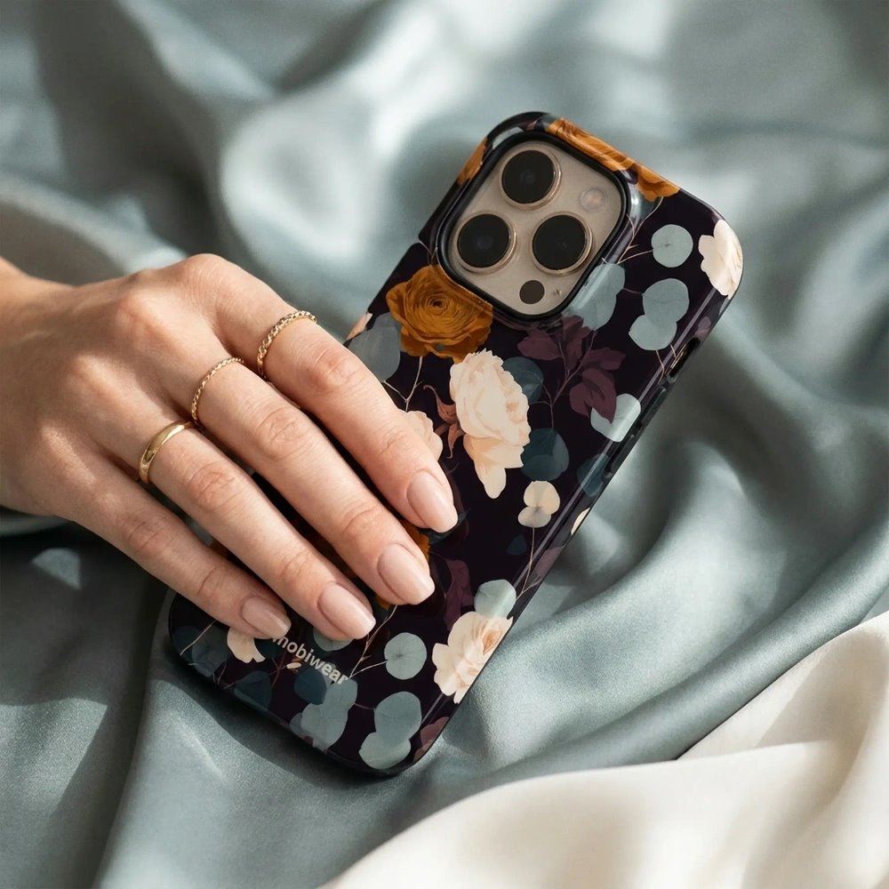 Odolný kryt na mobil Apple iPhone 14 Pro - Mobiwear Elite Pro EB25E, rezavé růže v noci