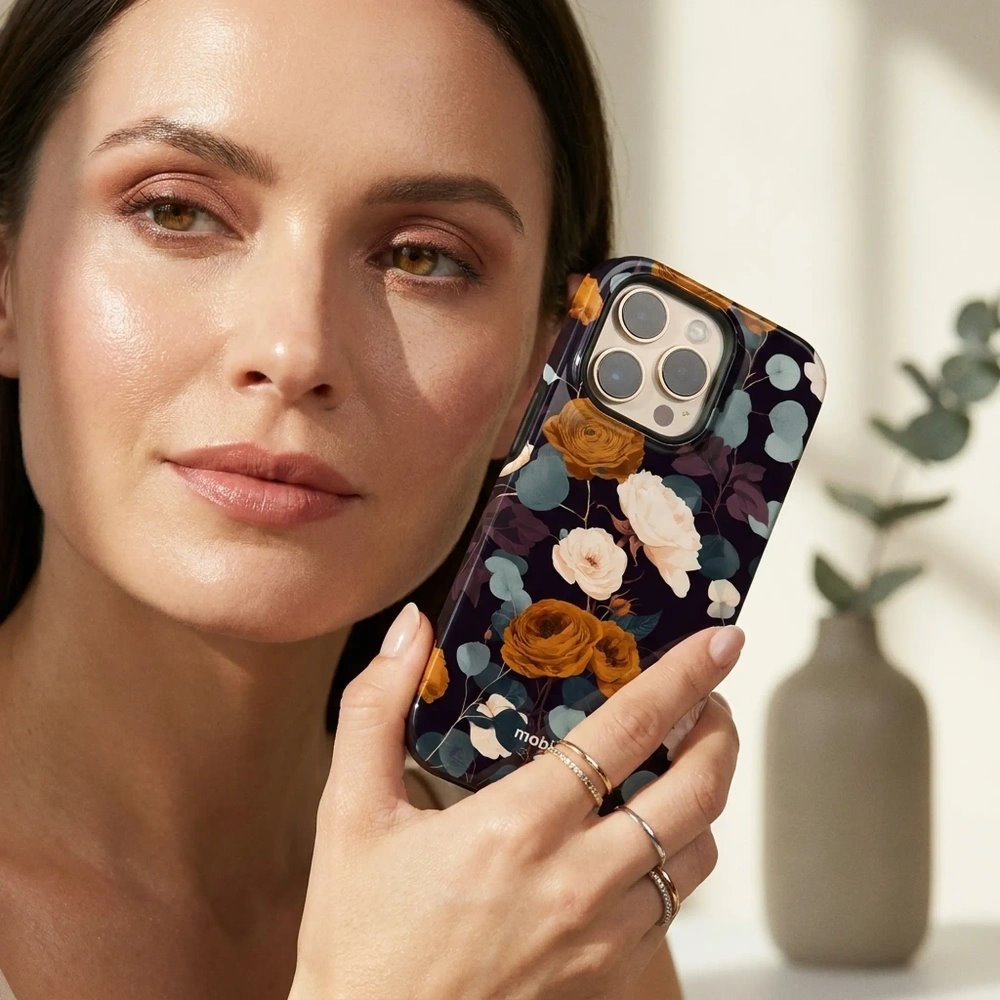 Odolný kryt na mobil Apple iPhone 14 Pro - Mobiwear Elite Pro EB25E, rezavé růže v noci