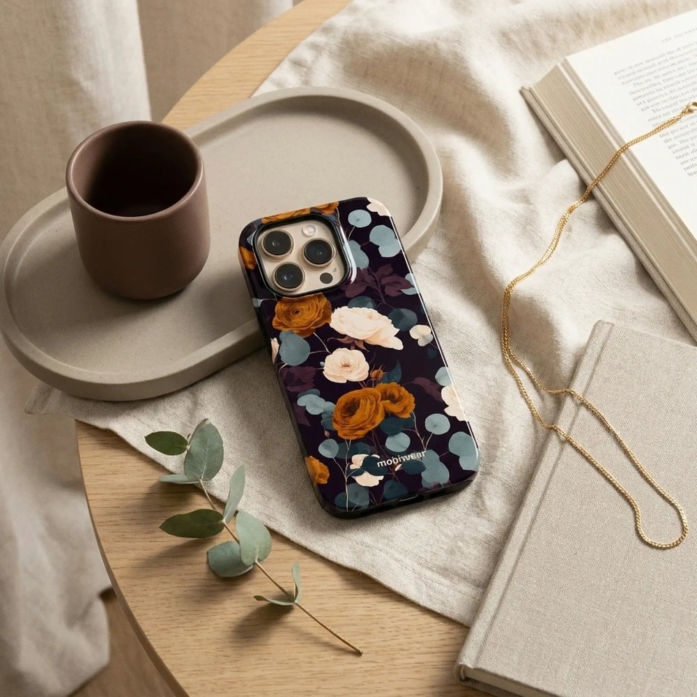 Odolný kryt na mobil Apple iPhone 14 Pro - Mobiwear Elite Pro EB25E, rezavé růže v noci