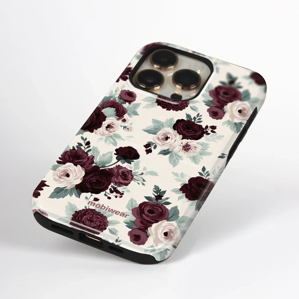 Odolný kryt na mobil Apple iPhone 14 Pro - Mobiwear Elite Pro EB31E, růže se šalvějí na krémové