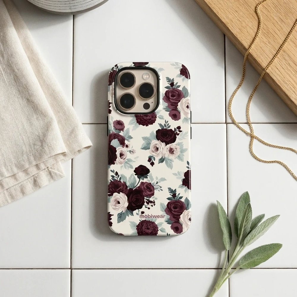 Odolný kryt na mobil Apple iPhone 14 Pro - Mobiwear Elite Pro EB31E, růže se šalvějí na krémové