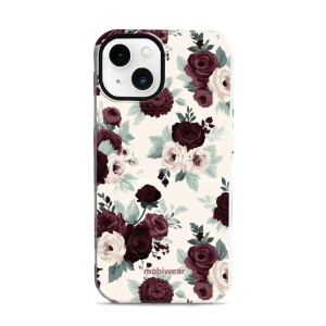 Odolný kryt na mobil Apple iPhone 13 - Mobiwear Elite Pro EB31E, růže se šalvějí na krémové