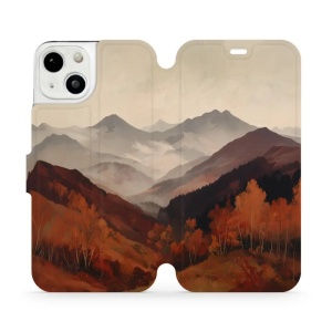 Flip pouzdro na mobil Apple iPhone 13 - Mobiwear VB35S, mlhavé údolí v horách