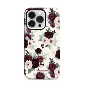 Odolný kryt na mobil Apple iPhone 13 Pro - Mobiwear Elite Pro EB31E, růže se šalvějí na krémové