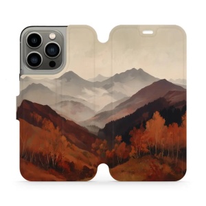 Flip pouzdro na mobil Apple iPhone 13 Pro - Mobiwear VB35S, mlhavé údolí v horách
