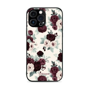 Lesklý kryt na mobil Apple iPhone 13 Pro Max - Mobiwear Glossy GB31G, růže se šalvějí na krémové