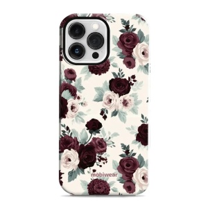 Odolný kryt na mobil Apple iPhone 13 Pro Max - Mobiwear Elite Pro EB31E, růže se šalvějí na krémové