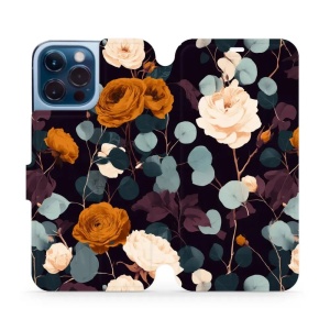 Flip pouzdro na mobil Apple iPhone 13 Pro Max - Mobiwear VB25S, rezavé růže v noci